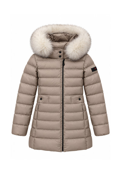Peuterey GIUBBOTTO BEIGE LUNGO TRAPUNTATO CON DETTAGLIO PELLICCIA Bambine e ragazze SERIOLA MQN 05 FOX FUR KID.BEIGE_