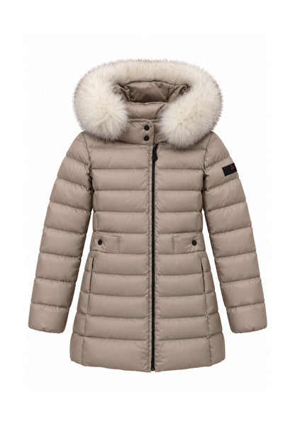 Peuterey GIUBBOTTO BEIGE LUNGO TRAPUNTATO CON DETTAGLIO PELLICCIA Bambine e ragazze SERIOLA MQN 05 FOX FUR KID.BEIGE_