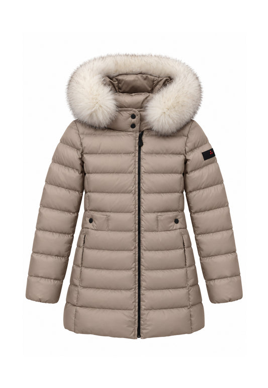 Peuterey GIUBBOTTO BEIGE LUNGO TRAPUNTATO CON DETTAGLIO PELLICCIA Bambine e ragazze SERIOLA MQN 05 FOX FUR KID.BEIGE_