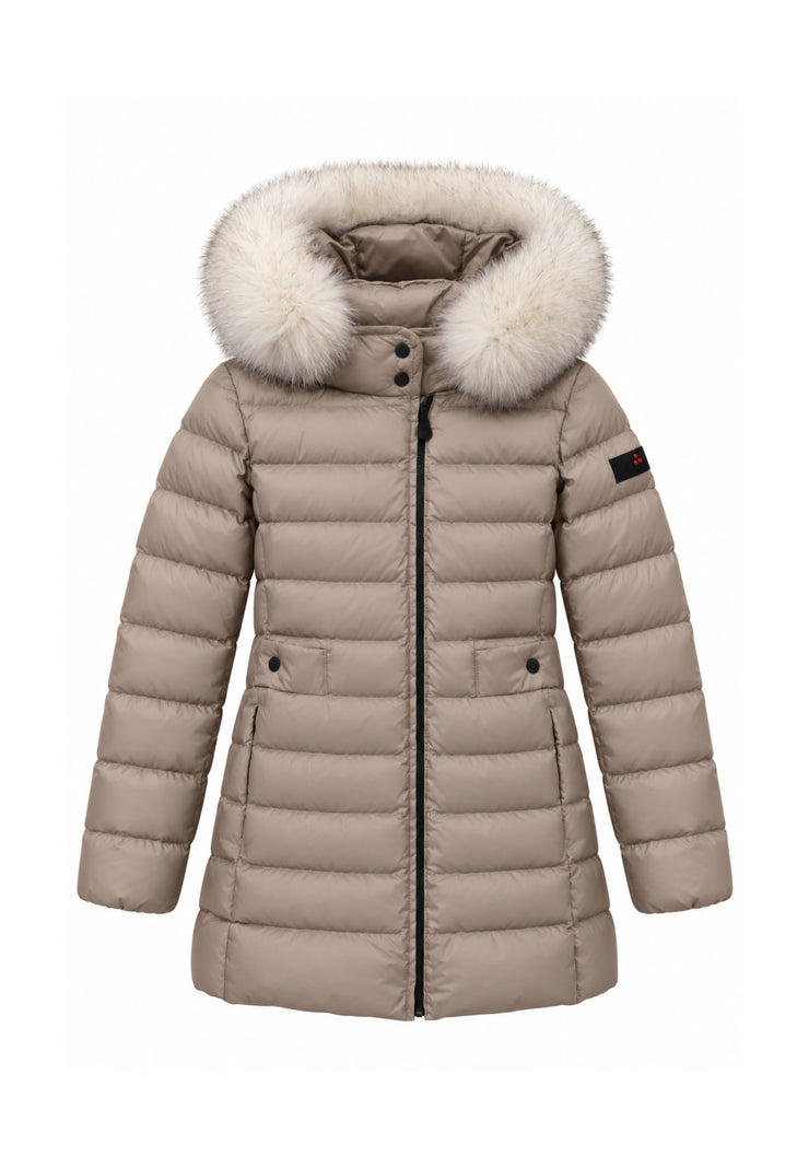 Peuterey GIUBBOTTO BEIGE LUNGO TRAPUNTATO CON DETTAGLIO PELLICCIA Bambine e ragazze SERIOLA MQN 05 FOX FUR KID.BEIGE_