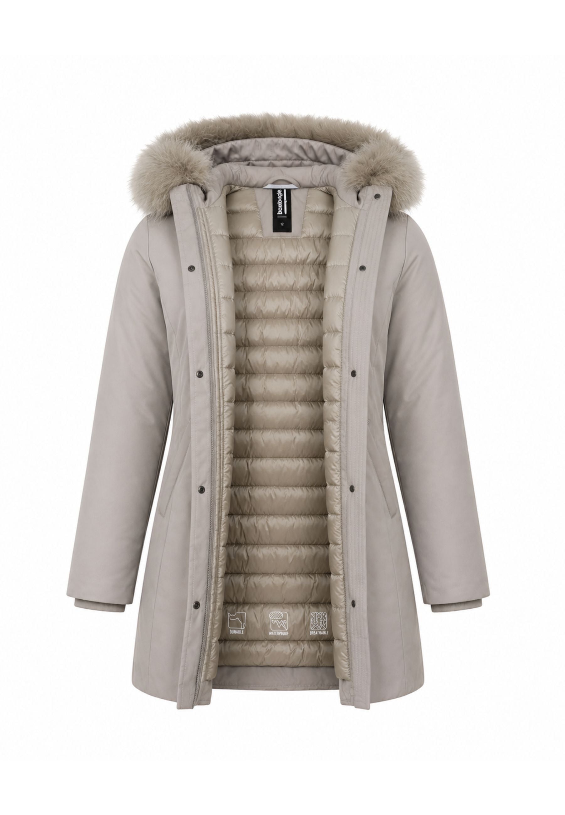 Bomboogie GIUBBOTTO BEIGE CON CAPPUCCIO E PELLICCIA VERA Bambine e ragazze CG 583V T ACR 6.BEIGE_