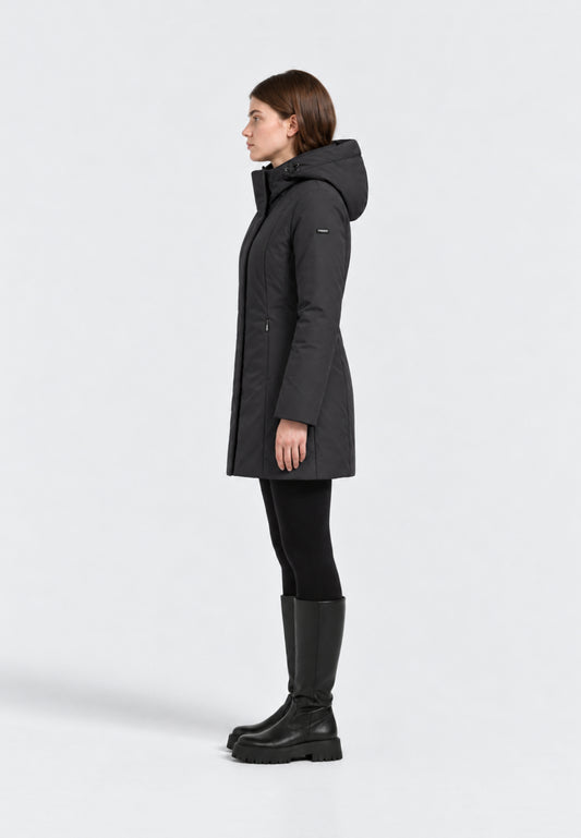 REFRIGIWEAR GIUBBOTTO NERO lungo sagomato Donna LADY TECH/1 JACKET.NE_