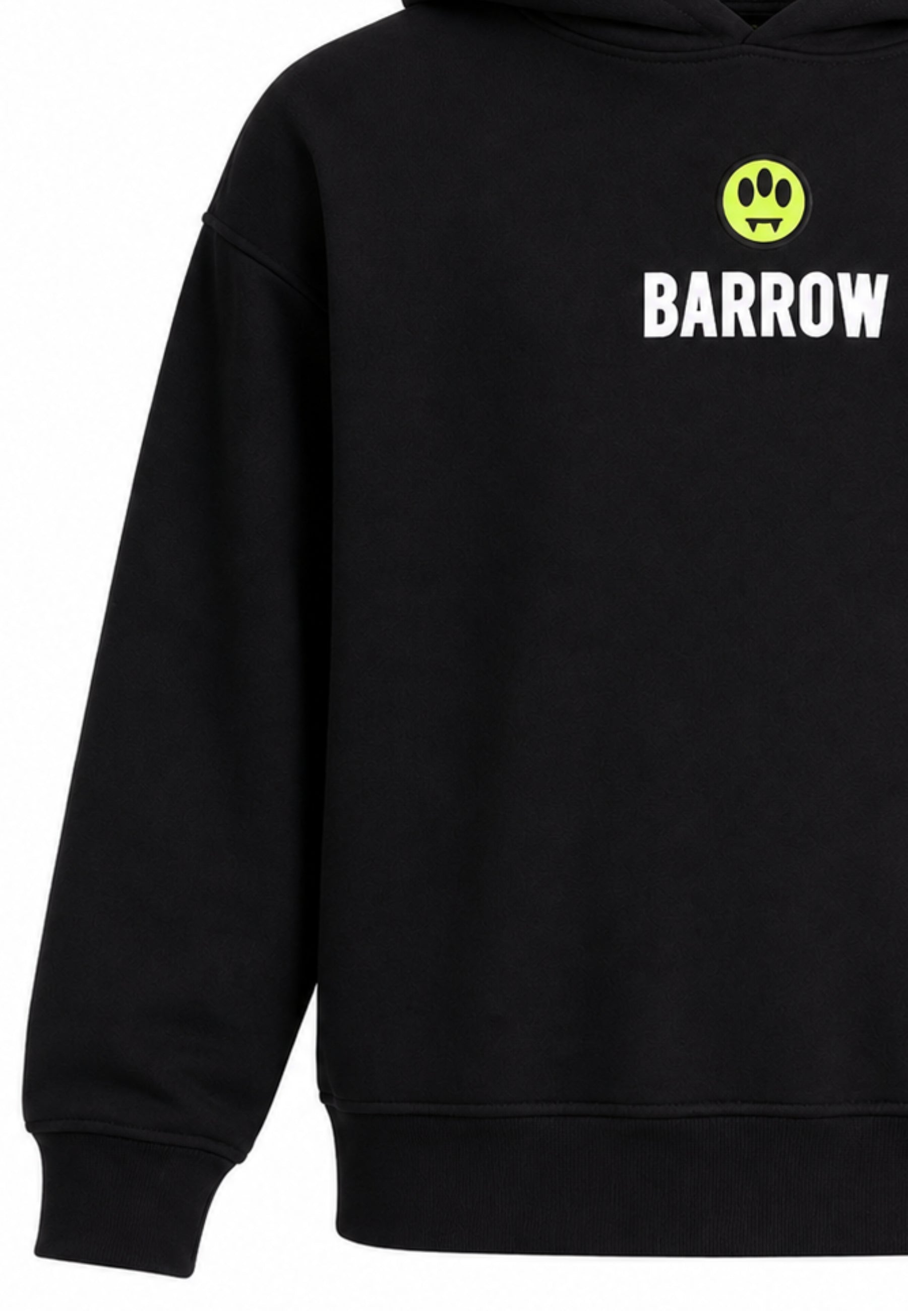 BARROW FELPA NERA CON CAPPUCCIO logo piccolo centrale e maxi stampa sul retro Bambini e ragazzi F6BKJBHS074.NE_