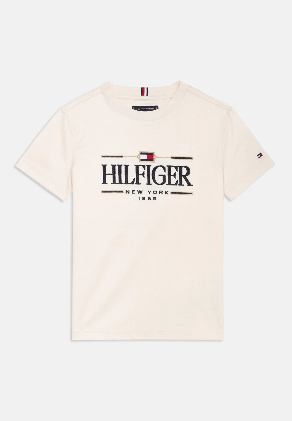 TOMMY HILFIGER tommy hilfiger tshirt panna bambino girocollo sportivo in cotone kb0kb10360yb KB0KB10360YB