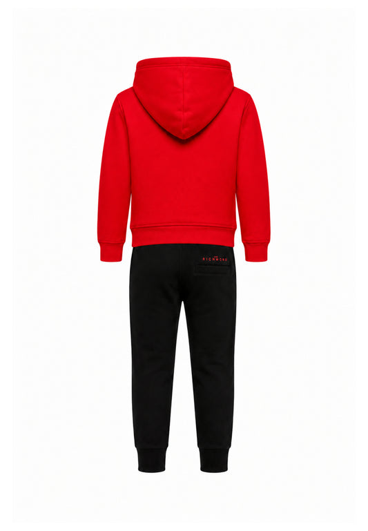 John Richmond Tuta ROSSA con cappuccio E LOGO GOMMATO Bambini e ragazzi rba26007cf.ro_