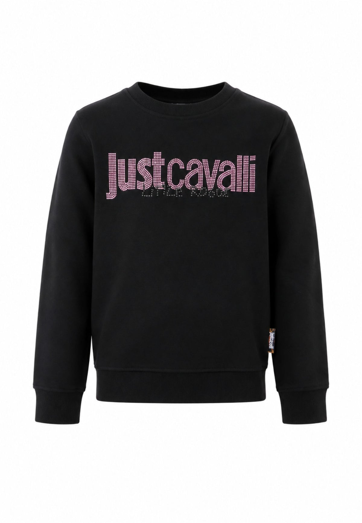 JUST CAVALLI felpa nera con logo rosa centrale con strass Bambine e ragazze jga26174fe.ne_