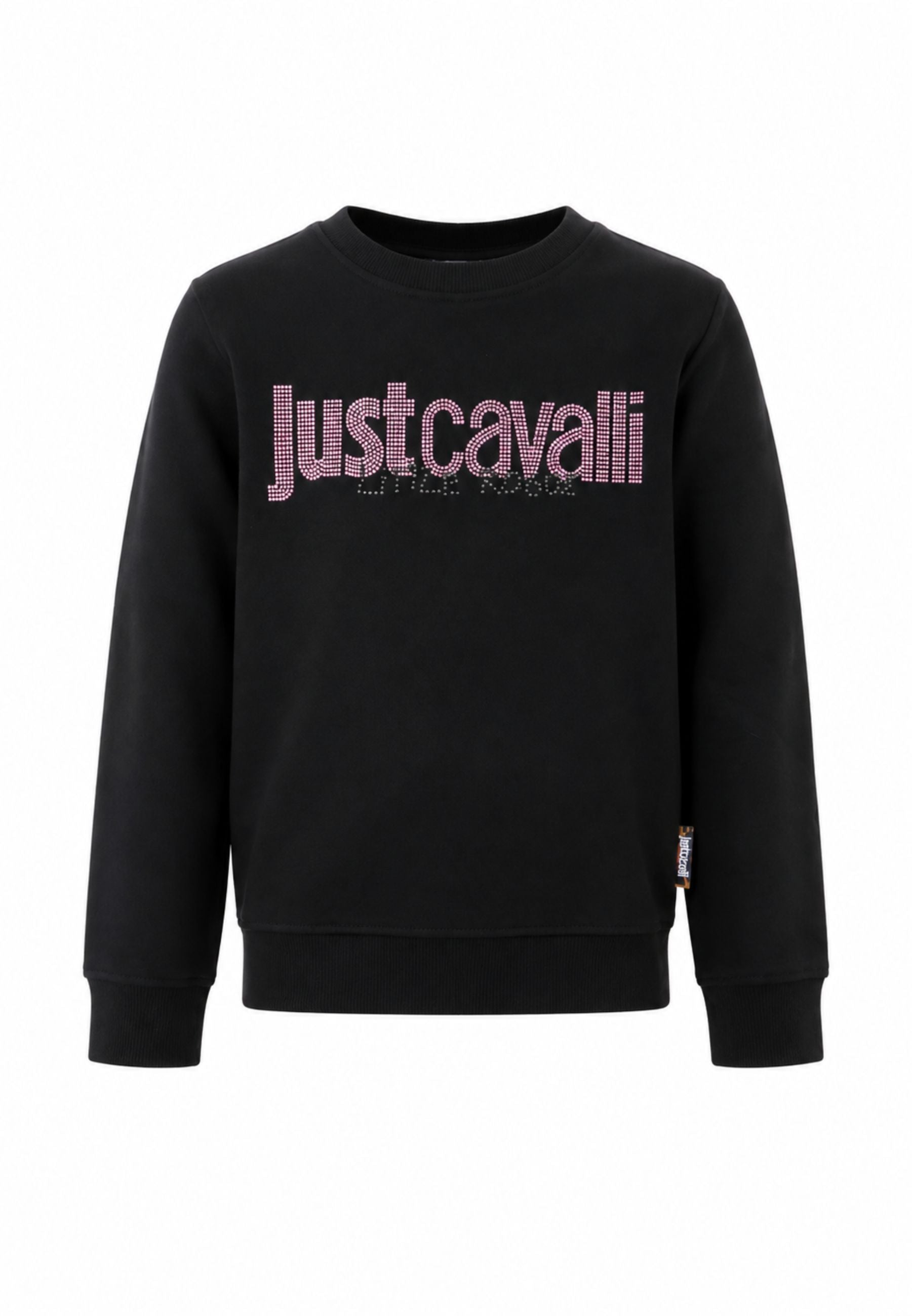 JUST CAVALLI felpa nera con logo rosa centrale con strass Bambine e ragazze jga26174fe.ne_