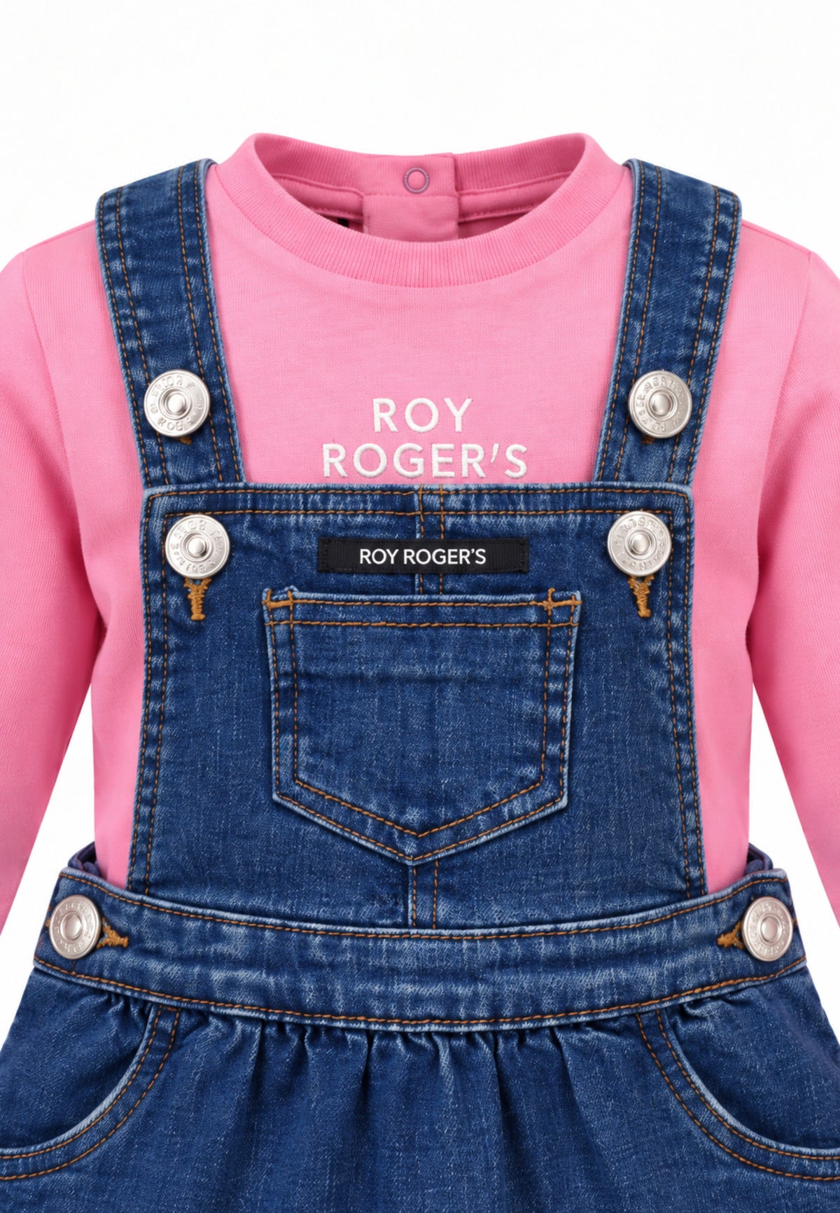 Roy Roger's completo rosa salopette a gonna con maglia a maniche lunghe Bambini e ragazzi rh089/k1.rosa_