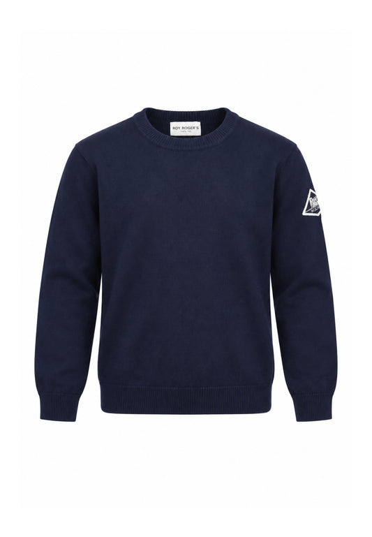 Roy Roger's MAGLIONCINO BLU A GIROCOLLO CON PATCH SUL BRACCIO Bambini e ragazzi RX400/00.BLU_