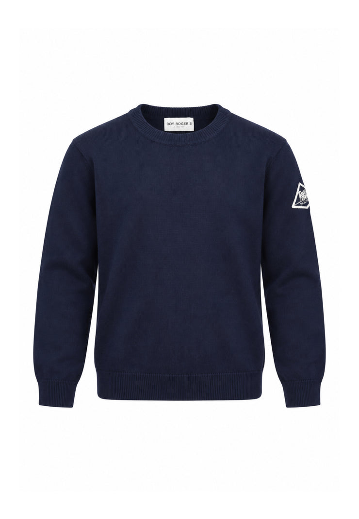 Roy Roger's MAGLIONCINO BLU A GIROCOLLO CON PATCH SUL BRACCIO Bambini e ragazzi RX400/00.BLU_