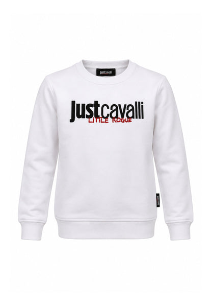 JUST CAVALLI felpa BIANCA GIROCOLLO CON logo borchie Bambine e ragazze jba26158fe.bia_