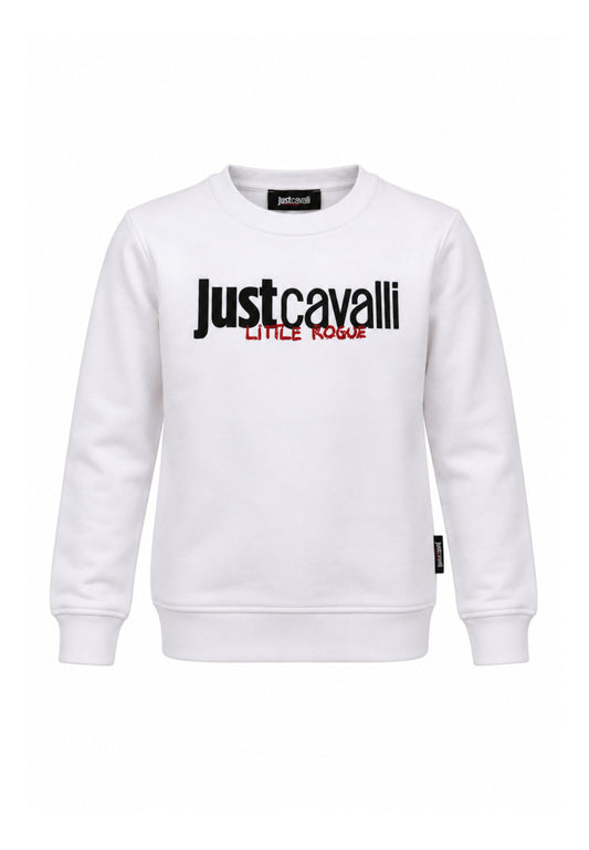 JUST CAVALLI felpa BIANCA GIROCOLLO CON logo borchie Bambine e ragazze jba26158fe.bia_