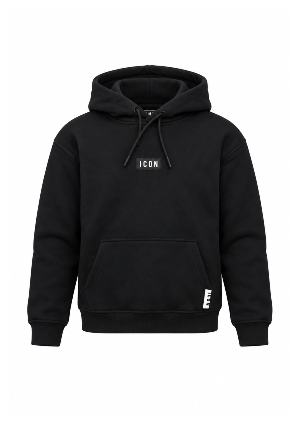 ICON FELPA nero con cappuccio mini logo centrale e tasca canguro Bambini e ragazzi ibsw001453.ne_