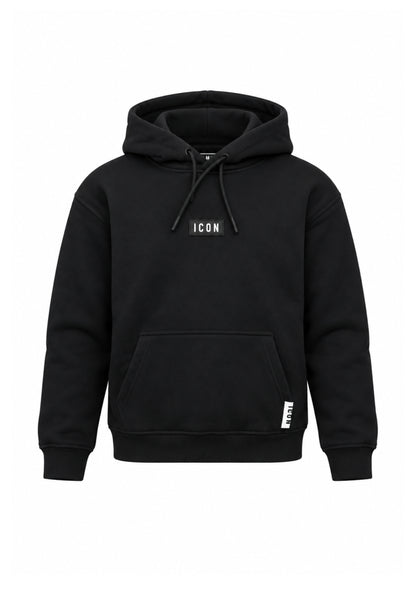 ICON FELPA nero con cappuccio mini logo centrale e tasca canguro Bambini e ragazzi ibsw001453.ne_