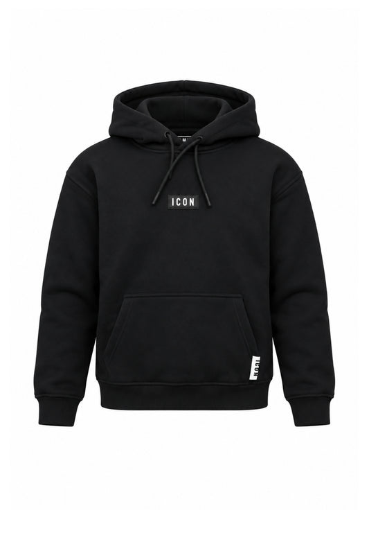 ICON FELPA nero con cappuccio mini logo centrale e tasca canguro Bambini e ragazzi ibsw001453.ne_