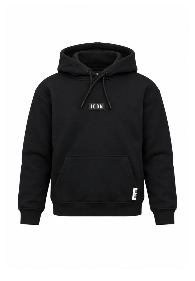 ICON FELPA nero con cappuccio mini logo centrale e tasca canguro Bambini e ragazzi ibsw001453.ne_
