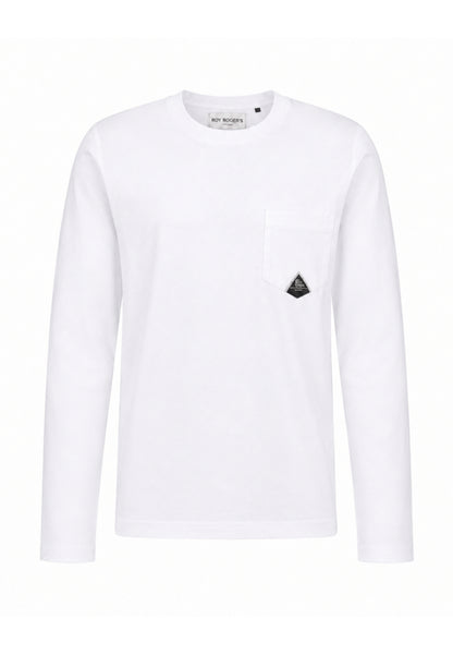 Roy Roger's tshirt BIANCA A MANICHE LUNGHE CON TASCHINO Bambini e ragazzi rz488/00.bia_