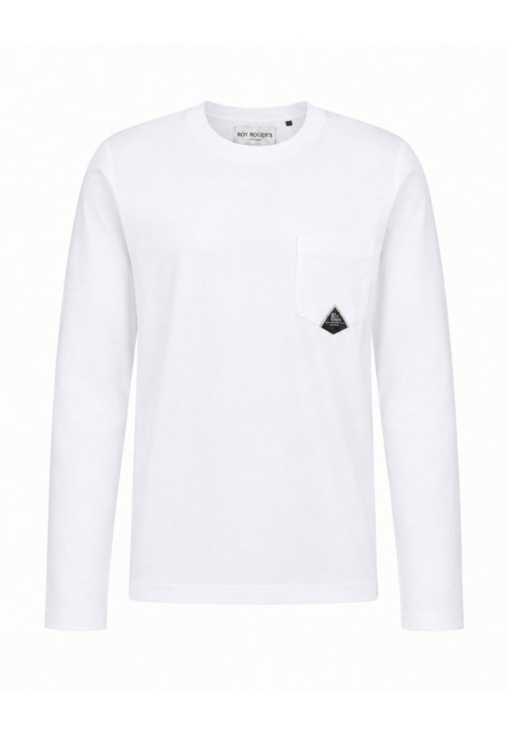Roy Roger's tshirt BIANCA A MANICHE LUNGHE CON TASCHINO Bambini e ragazzi rz488/00.bia_