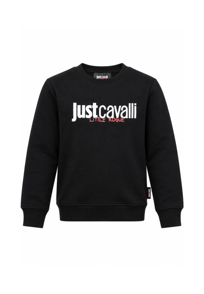 JUST CAVALLI FELPA NERA GIROCOLLO LOGO CENTRALE Bambini e ragazzi JBA26164FE.NE_