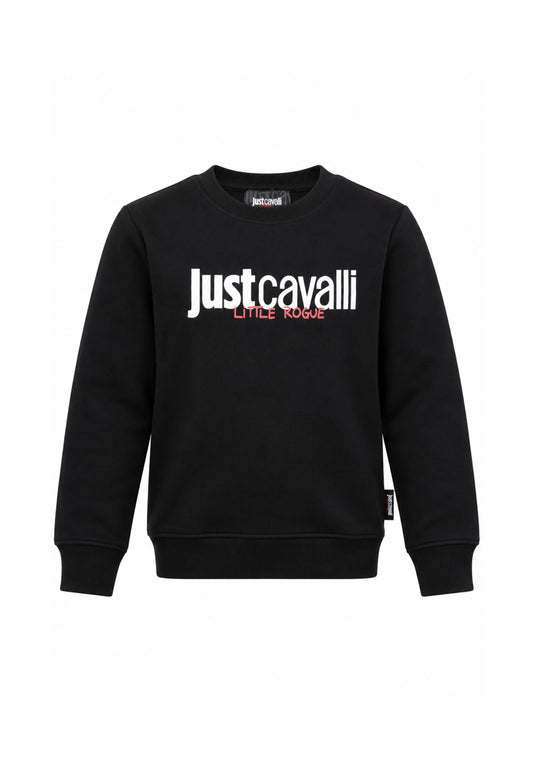 JUST CAVALLI FELPA NERA GIROCOLLO LOGO CENTRALE Bambini e ragazzi JBA26164FE.NE_