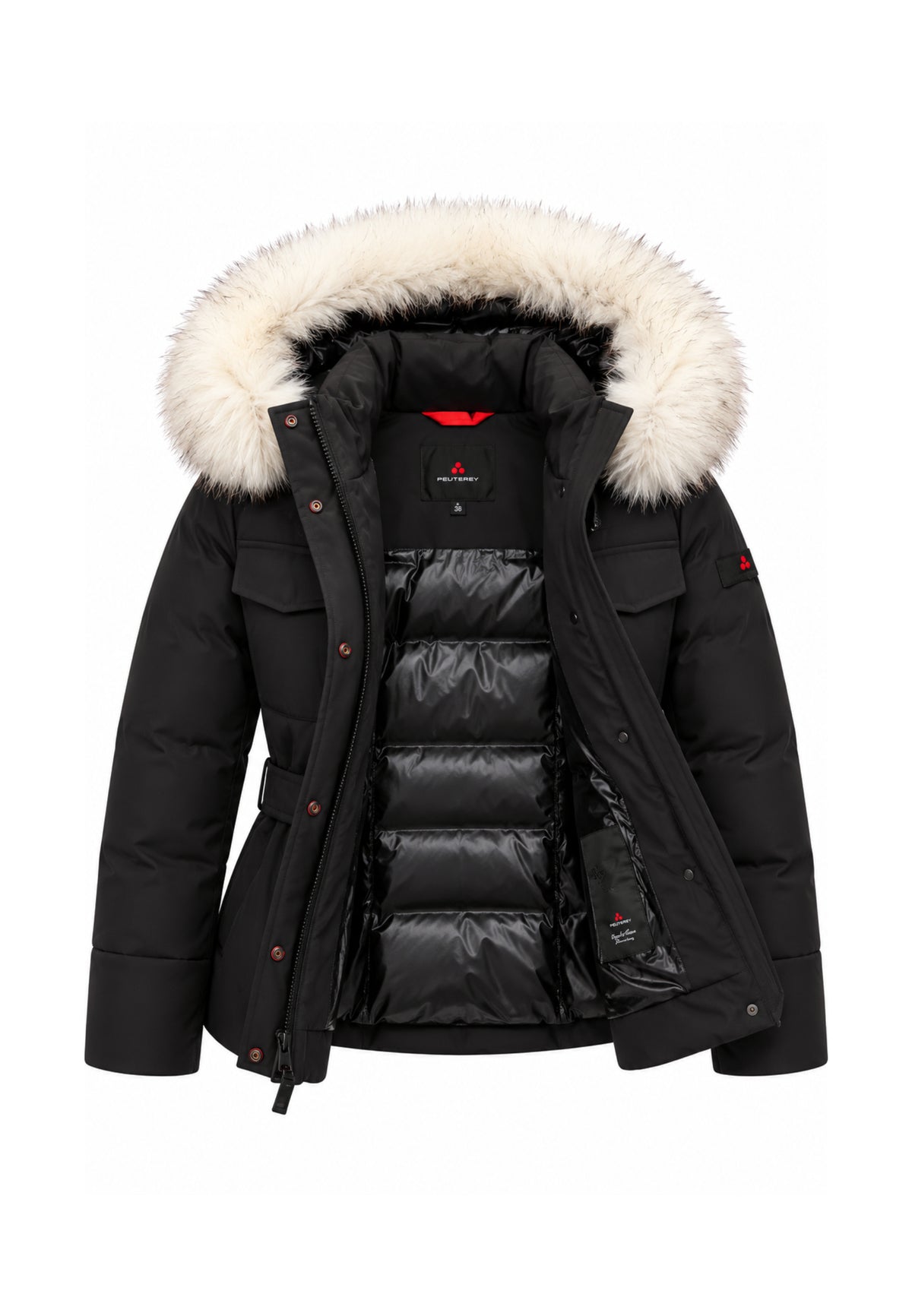 Peuterey GIUBBOTTO NERO CON CINTURA ED ECOPELLICCIA Bambine e ragazze MOONLIGHT TA 03 FUR KID.NE