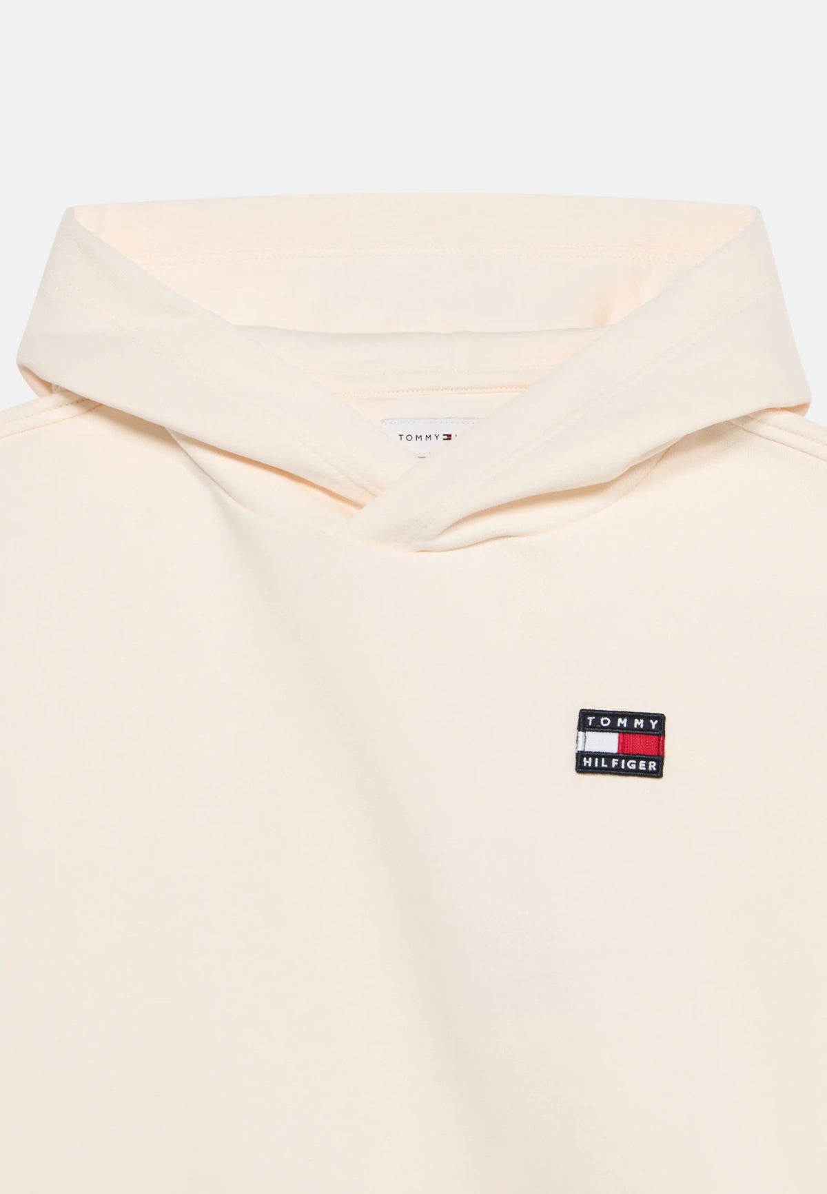 TOMMY HILFIGER felpa panna con cappuccioe mini logo bandiera patch Bambini e ragazzi ks0ks00758ybh.panna_