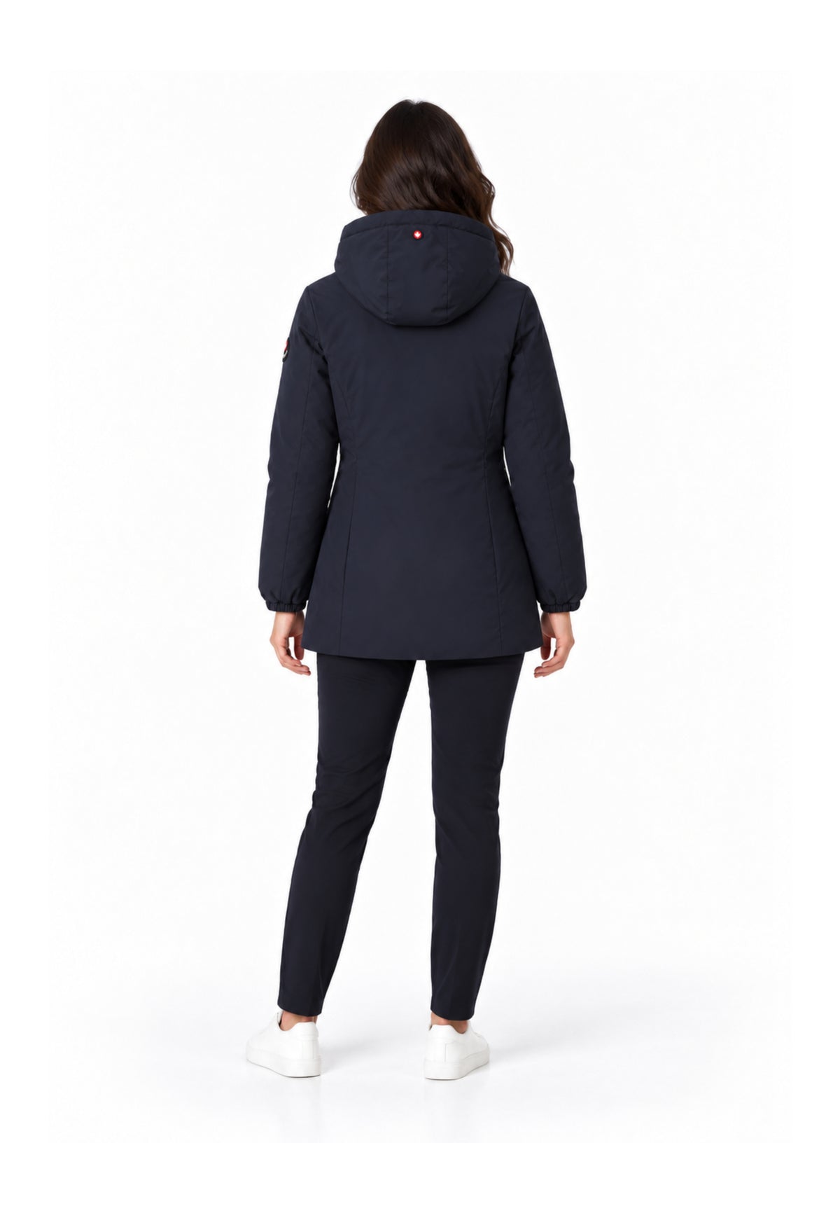 Canadiens Giubbotto blu imbottito lunghezza coscia con cappuccio Donna shari long/w.blu