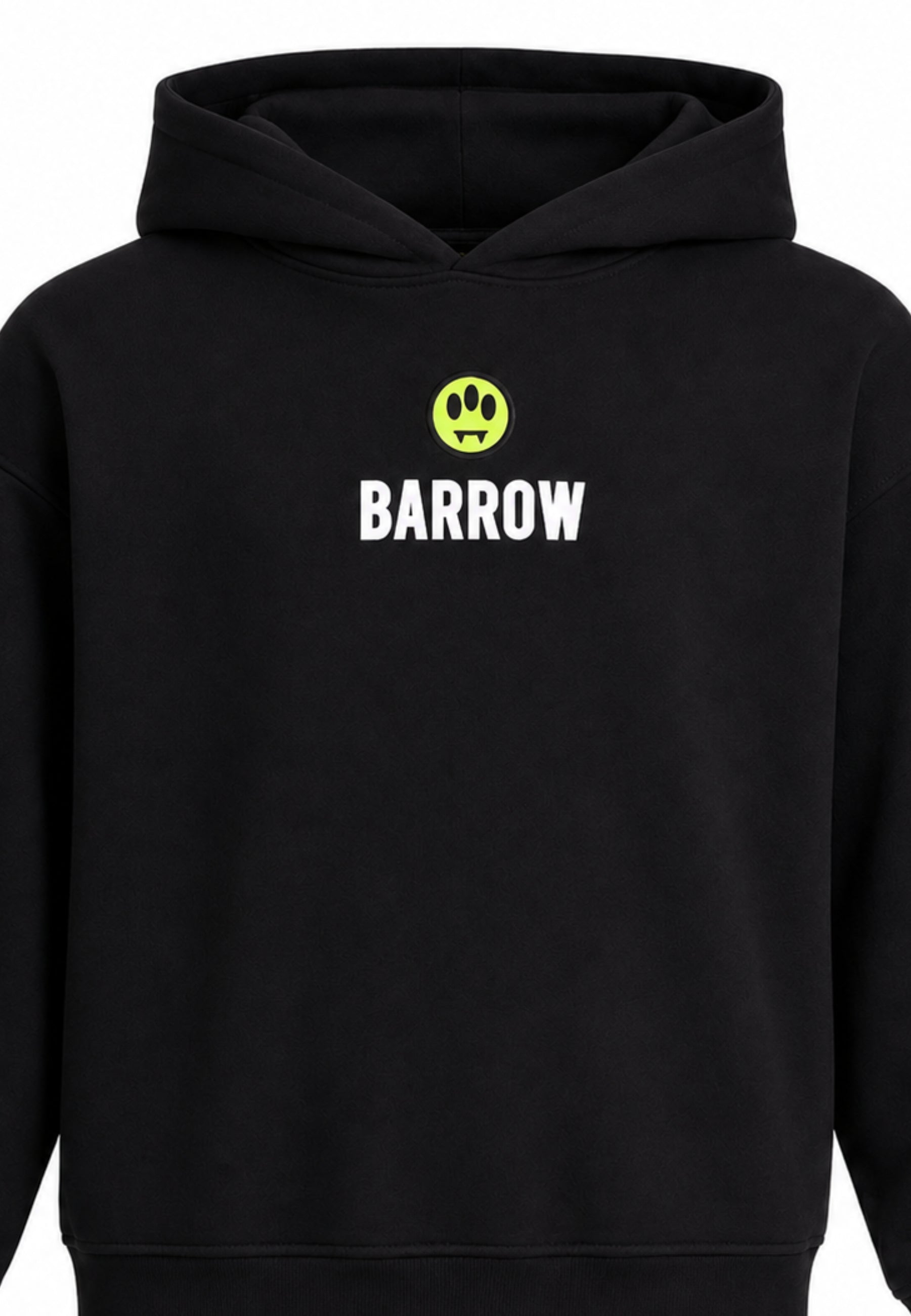 BARROW FELPA NERA CON CAPPUCCIO logo piccolo centrale e maxi stampa sul retro Bambini e ragazzi F6BKJBHS074.NE_