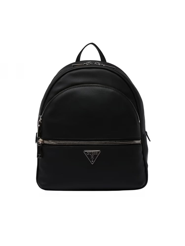 Guess zaino nero donna in ecopelle placchetta di metallo sul davanti