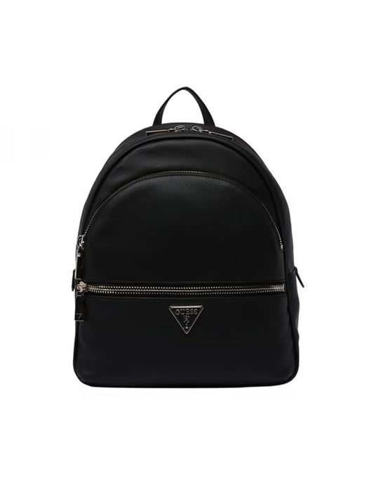 Guess zaino nero donna in ecopelle placchetta di metallo sul davanti