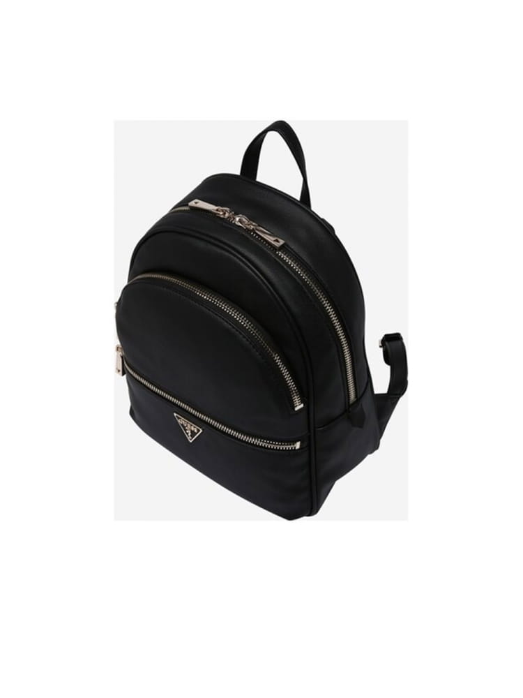 Guess zaino nero donna in ecopelle placchetta di metallo sul davanti