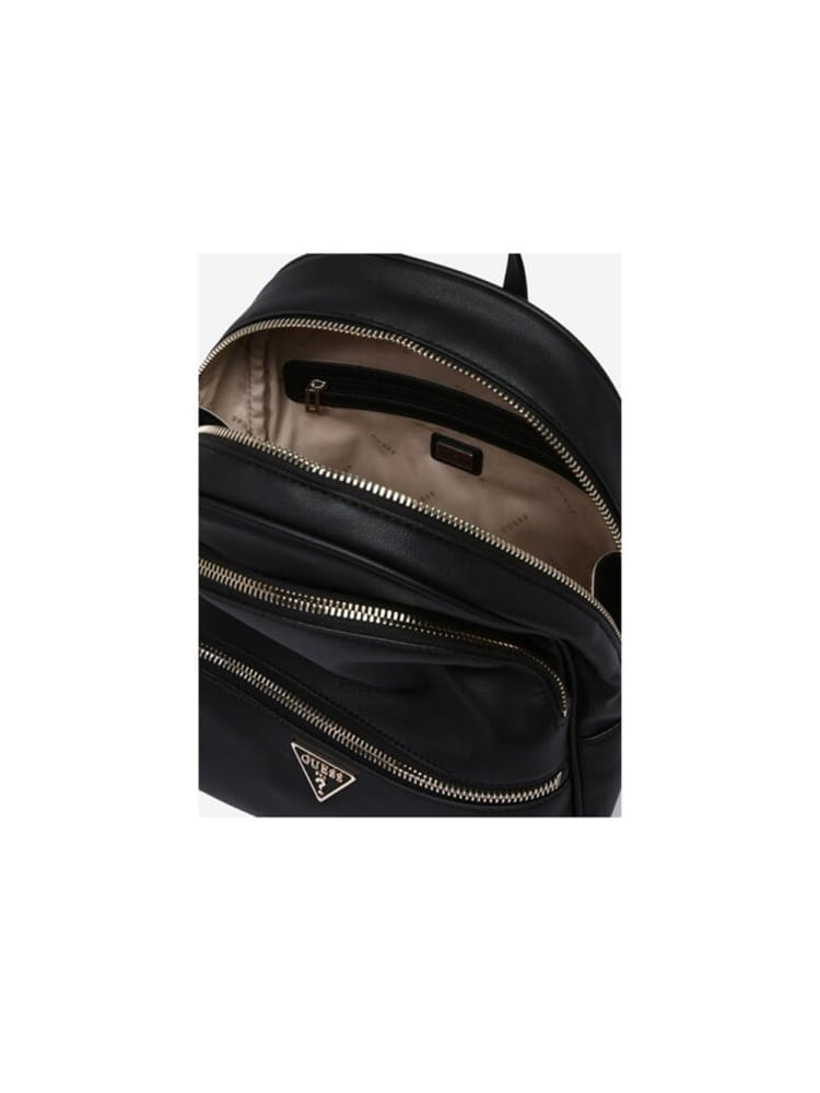 Guess zaino nero donna in ecopelle placchetta di metallo sul davanti