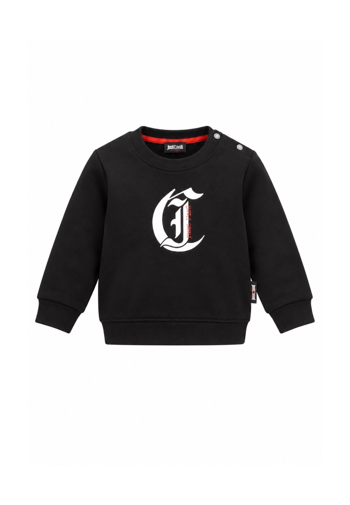 JUST CAVALLI TUTA NERA A GIROCOLLO CON LOGO CENTRALE Bambini e ragazzi JIA26001CF.NE_