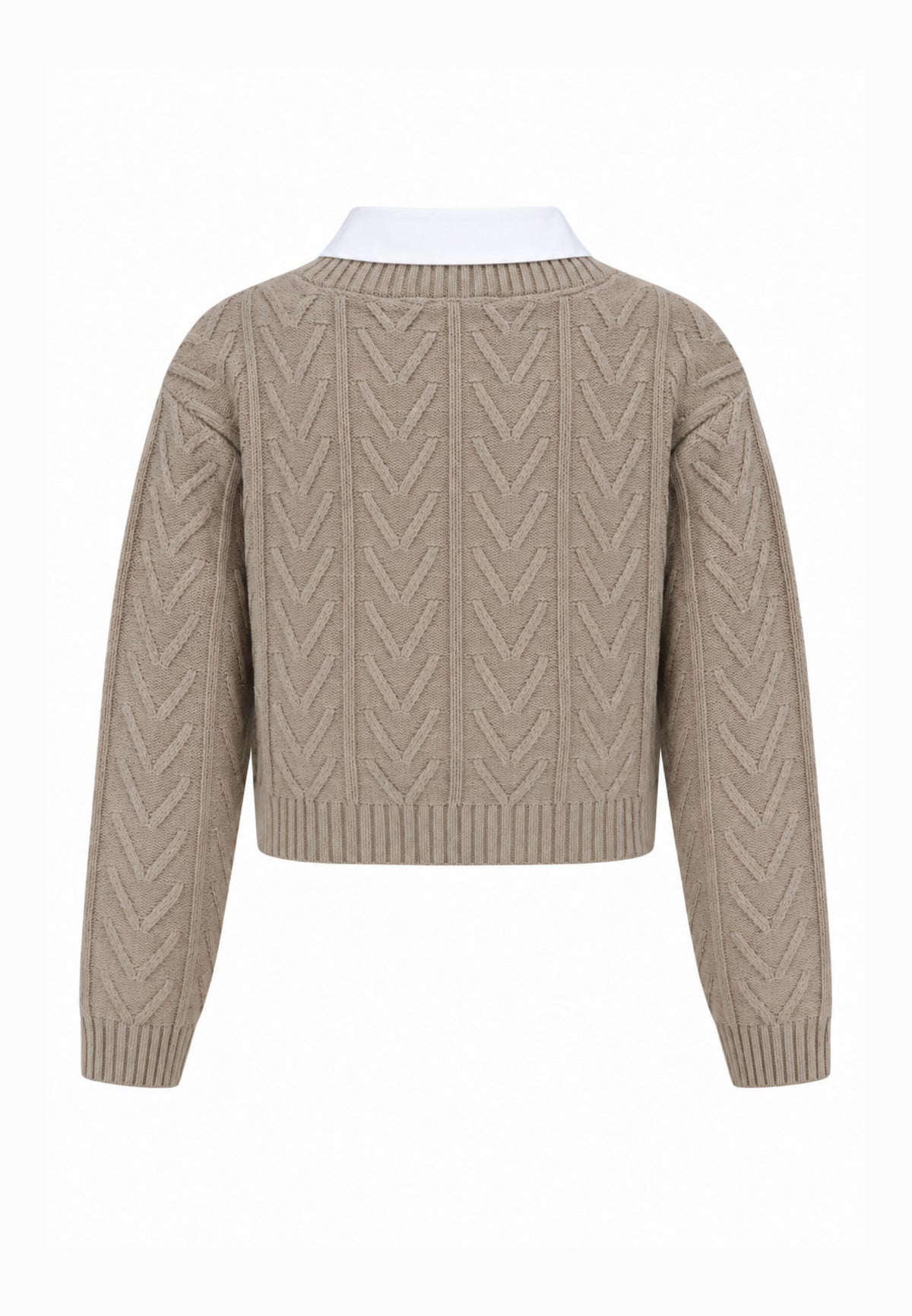 Kocca maglia BEIGE INTRECCIATA CROP CON CAMICIA Bambine e ragazze welfin.beige_
