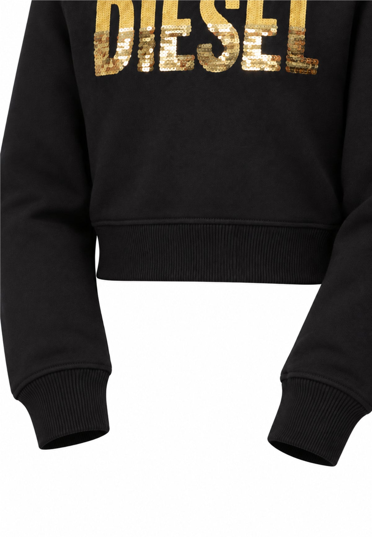 Diesel FELPA NERA CROP CON CAPPUCCIO Bambine e ragazze SPALLYHOOD.NE_
